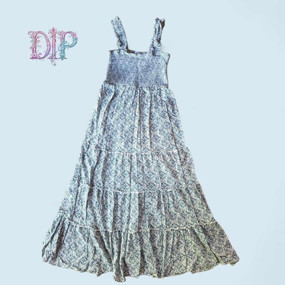 Dip Collection Maxi Dress Medium Blue White Patterned #DR5 - Picture 4 of 10